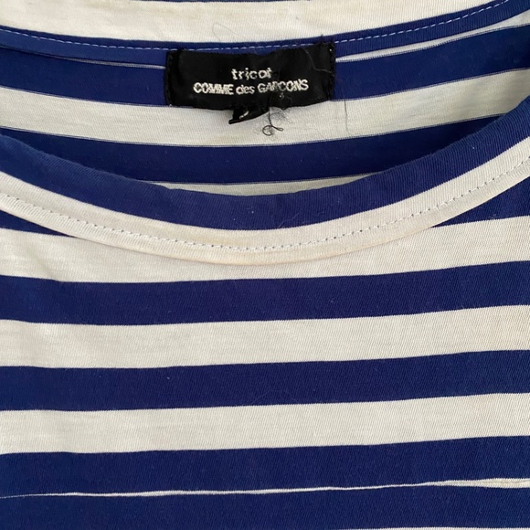 Tricot Comme Des Garçons Tricot white/blue striped top size S - Picture 2 of 6